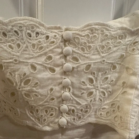 Madewell Eyelet Linen Blend Crop Tank Top - Picture 4 of 5